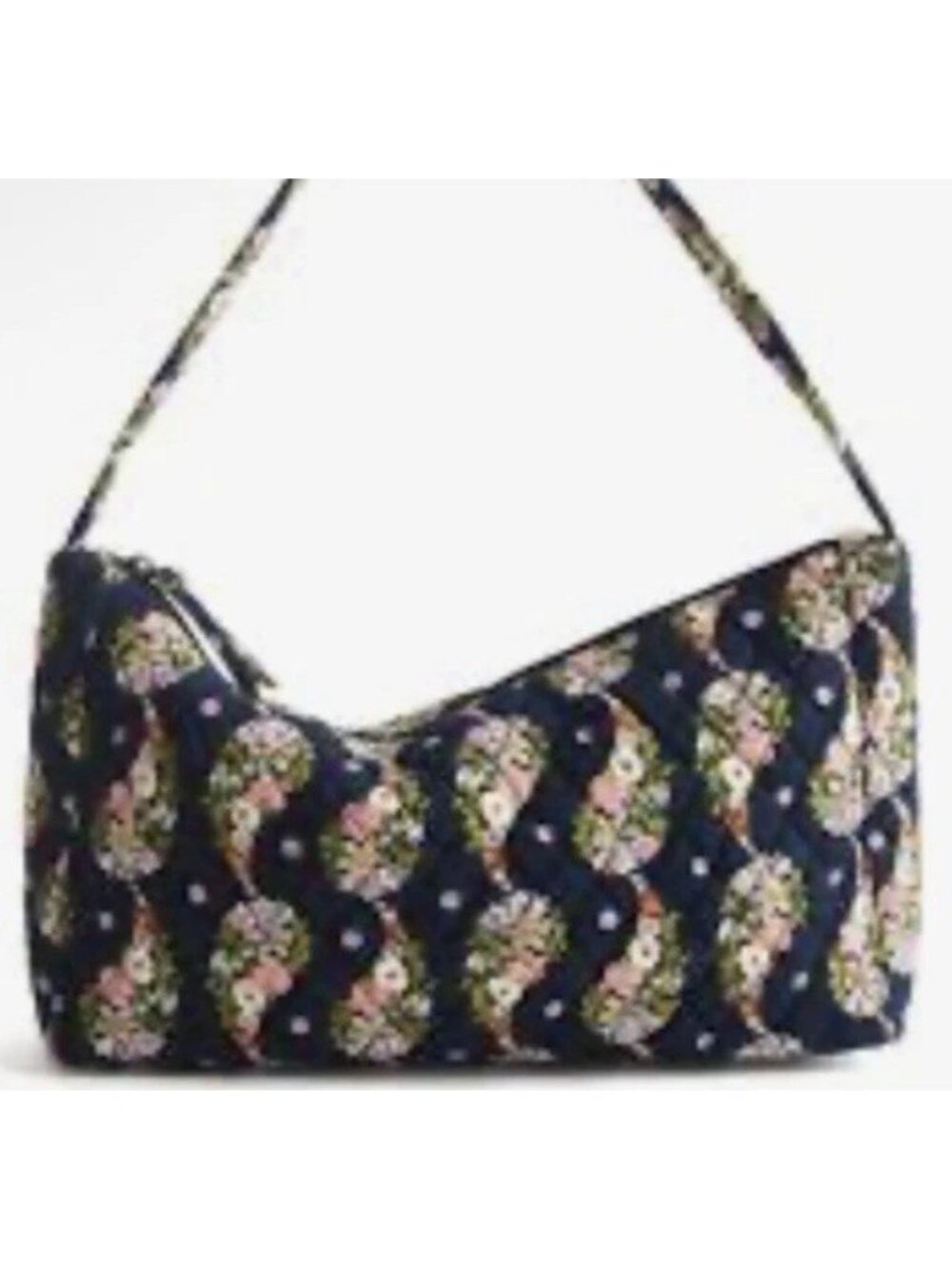 Vera Bradley Slouchy Shoulder Bag Paisley Rain Floral Navy Quilted Purse NWT - Picture 2 of 7